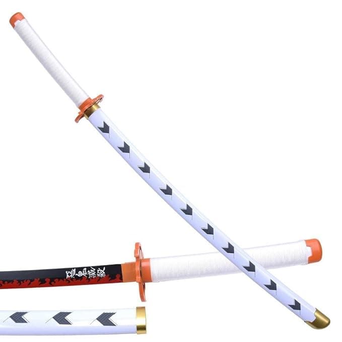 Offo Demon Slayer Kyojuro Rengoku (100cm Life-Size) Wooden Katana | Premium Anime Sword for Cosplay, Martial Arts, Display & Training | Elegant Gift for Fans, Kids, Teens & Collectors