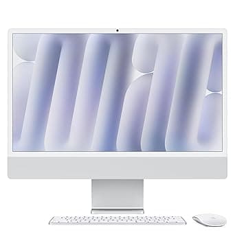 Apple 2024 iMac All-in-One Desktop Computer with M4 chip with 10-core CPU and 10-core GPU: Built for Apple Intelligence, 60.96 cm (24″) Retina Display, 16GB Unified Memory, 512GB SSD Storage; Silver