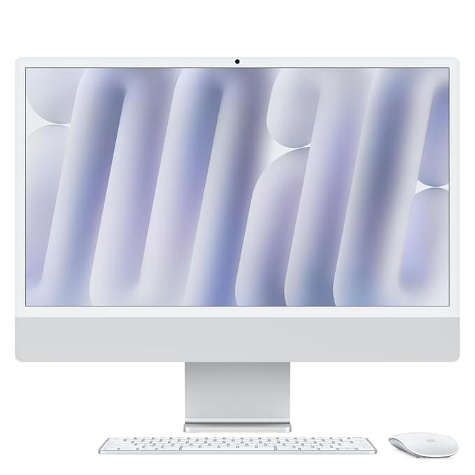 Apple 2024 iMac All-in-One Desktop Computer with M4 chip with 10-core CPU and 10-core GPU: Built for Apple Intelligence, 60.96 cm (24″) Retina Display, 16GB Unified Memory, 512GB SSD Storage; Silver