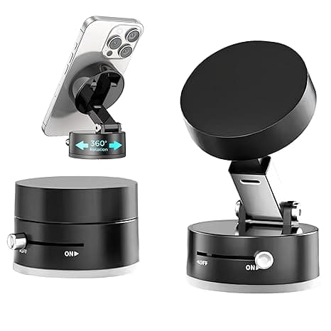OXUX Magnetic Mobile Holder for Car Dashboard – Strong Suction Phone Stand for Car | 360° Rotating | Car Accessories for Dashboard | Hands-Free Phone Holder Mount – Black